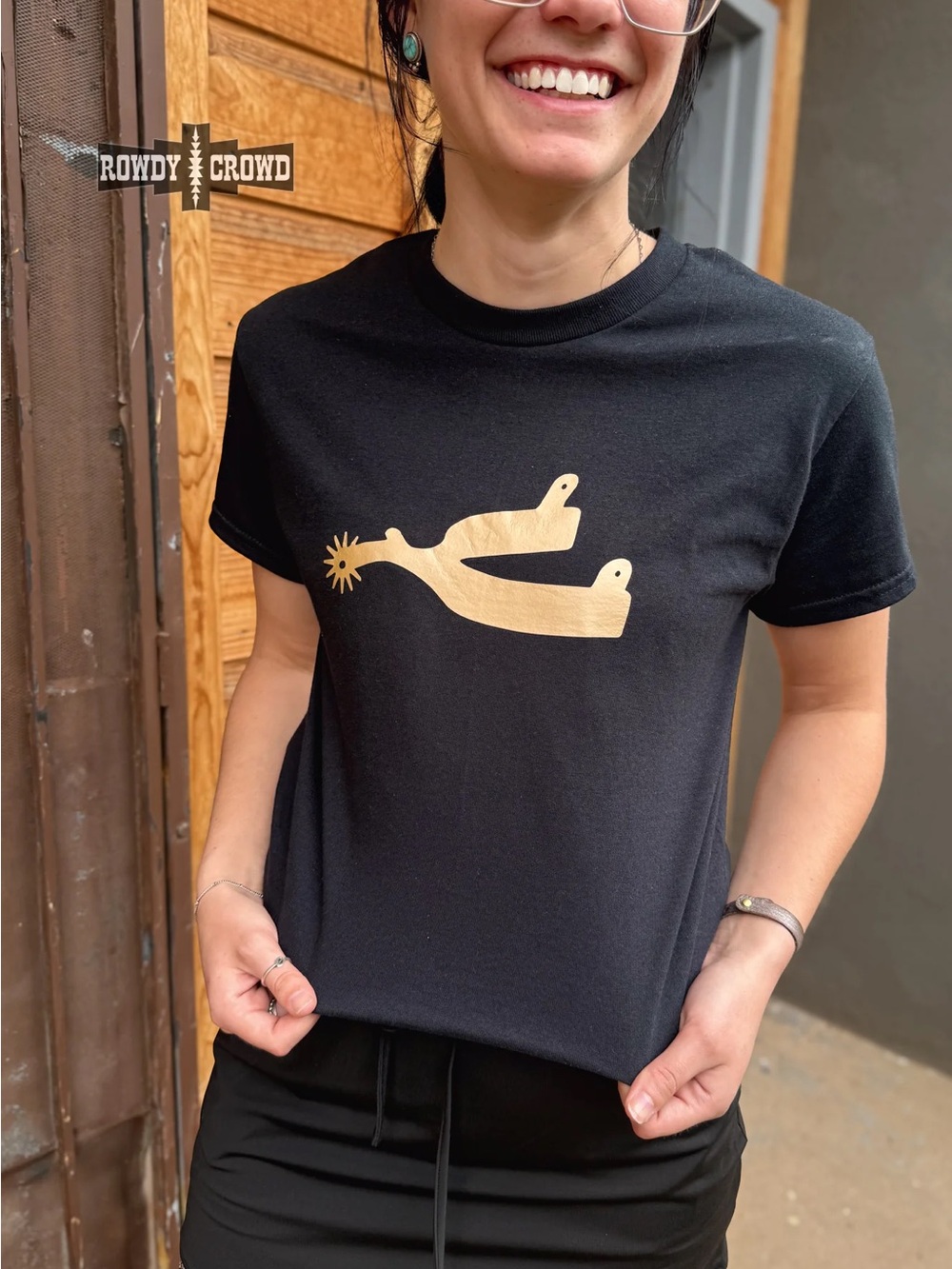 Metallic Spur Tee - Black